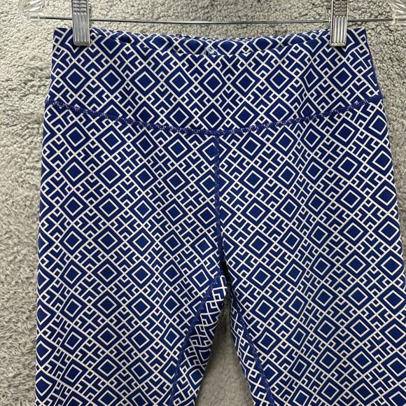 J. Mclaughlin Women's Medium Leggings Blue White Diamond Pattern Comfort Casual - Picture 2 of 7